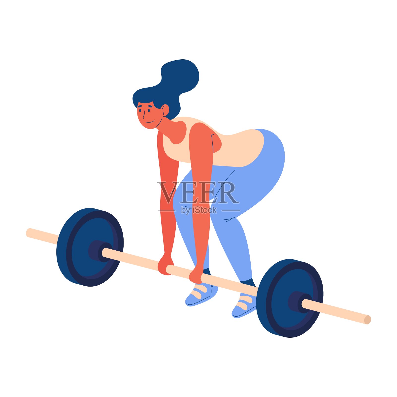 动漫厚涂锻炼身体举重的女孩子插画PNG图片-图行天下素材网