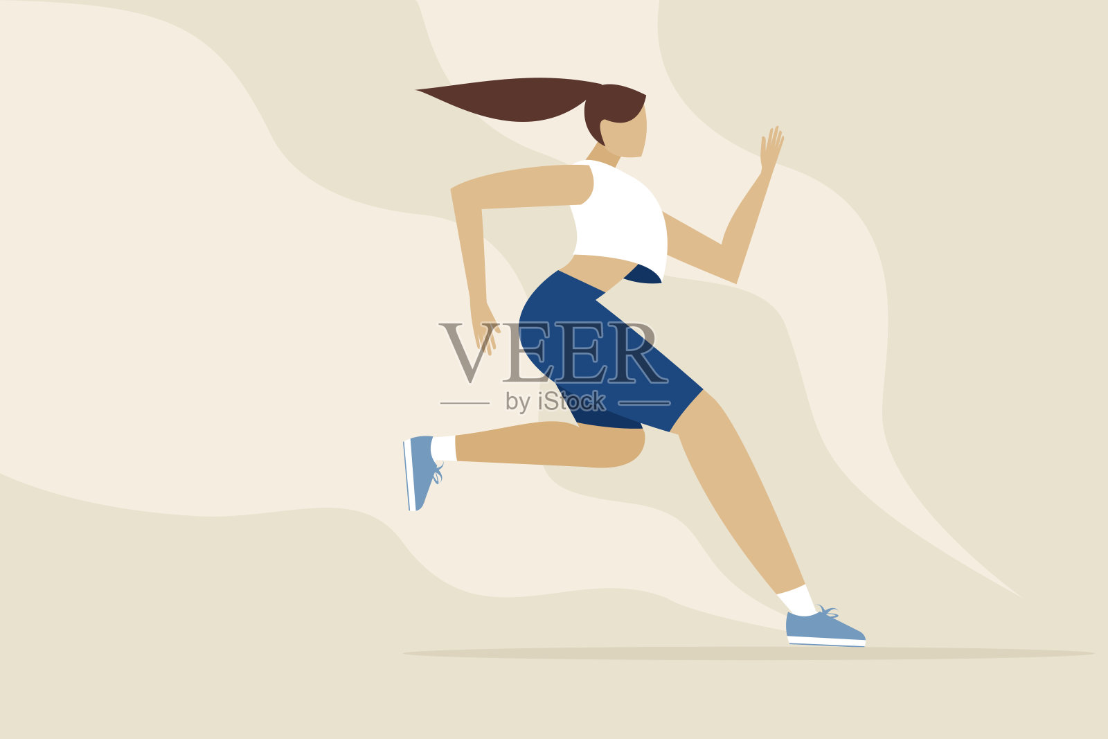 一个跑步的女运动员的插图插画图片素材