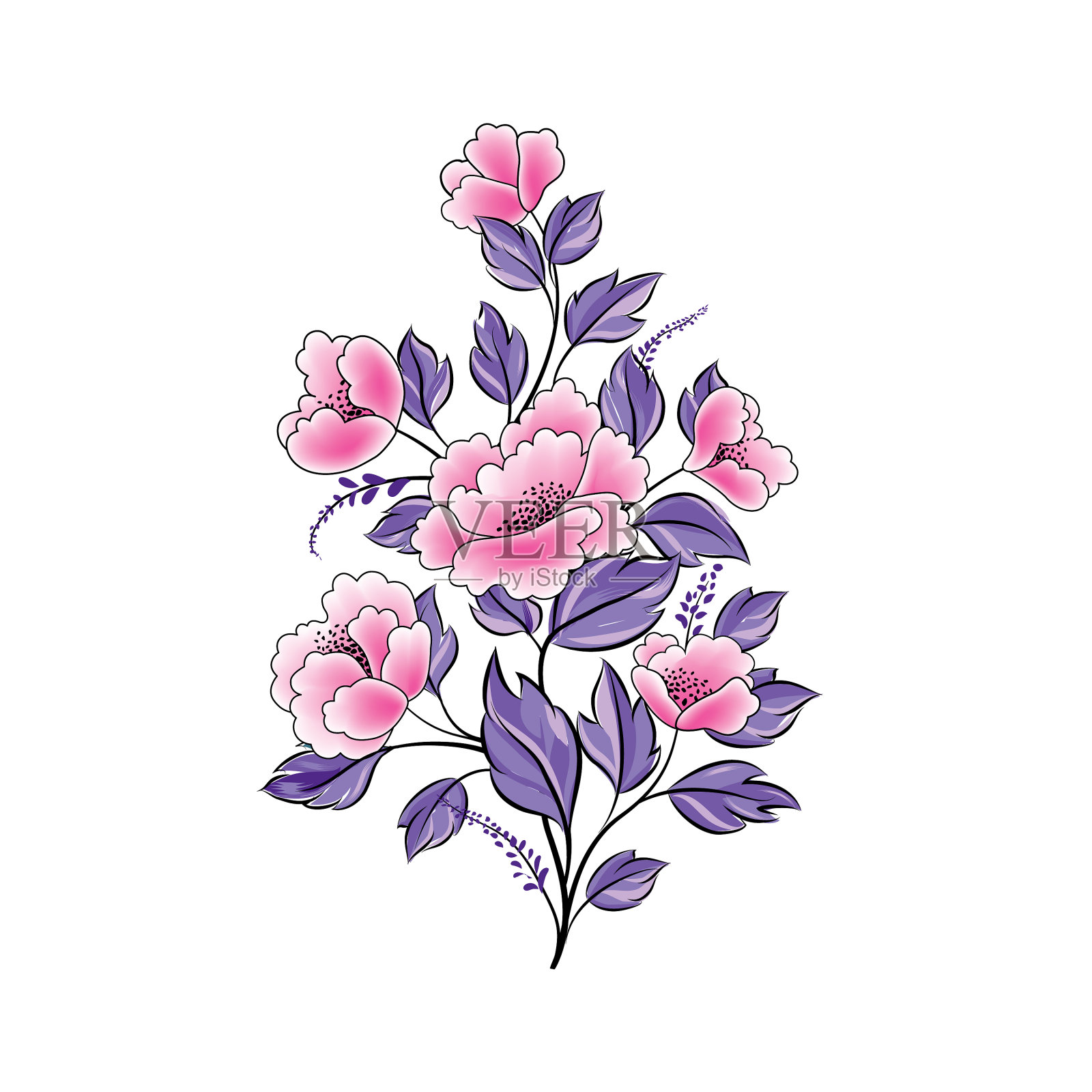 花背景花玫瑰花束孤立插画图片素材