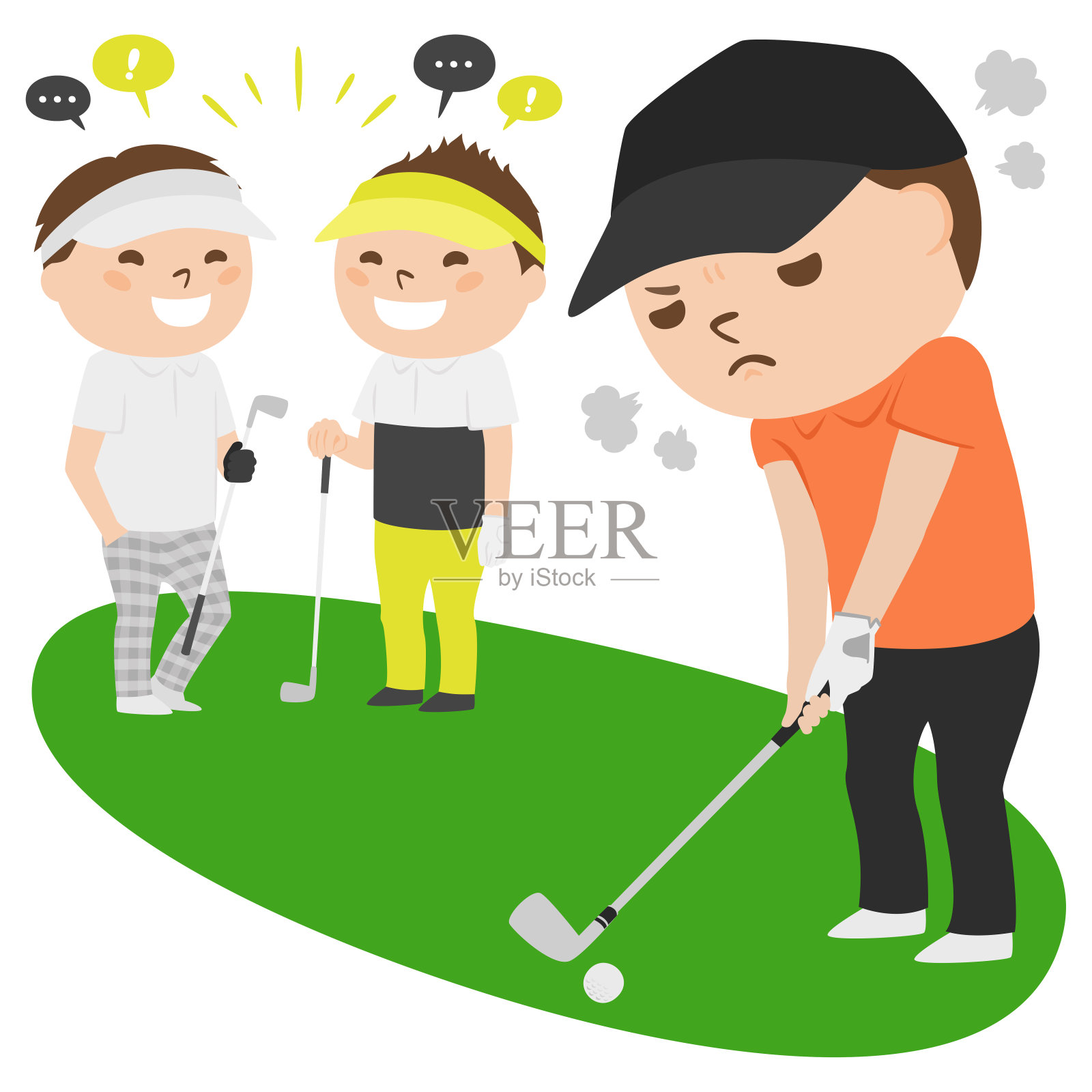 高尔夫插图。当一个人打高尔夫球的时候。令人讨厌的人。插画图片素材
