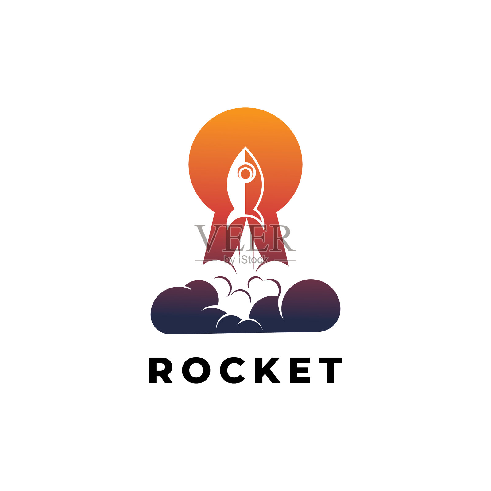 火箭发射标志logo设计模板插画图片素材