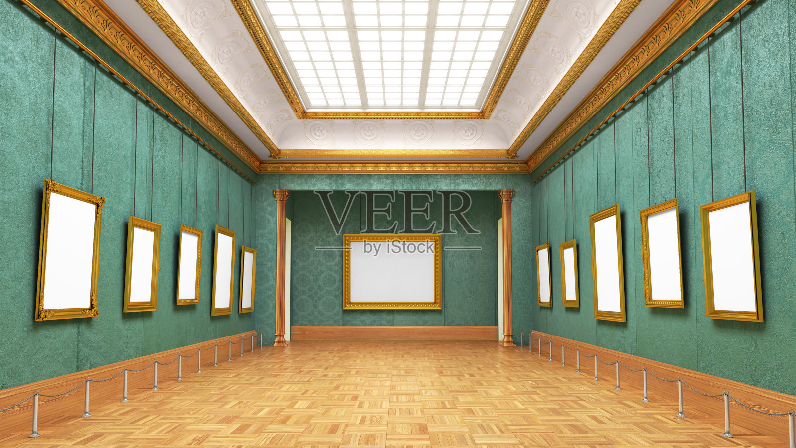 经典风格的艺术画廊内部框架。三维演示照片摄影图片