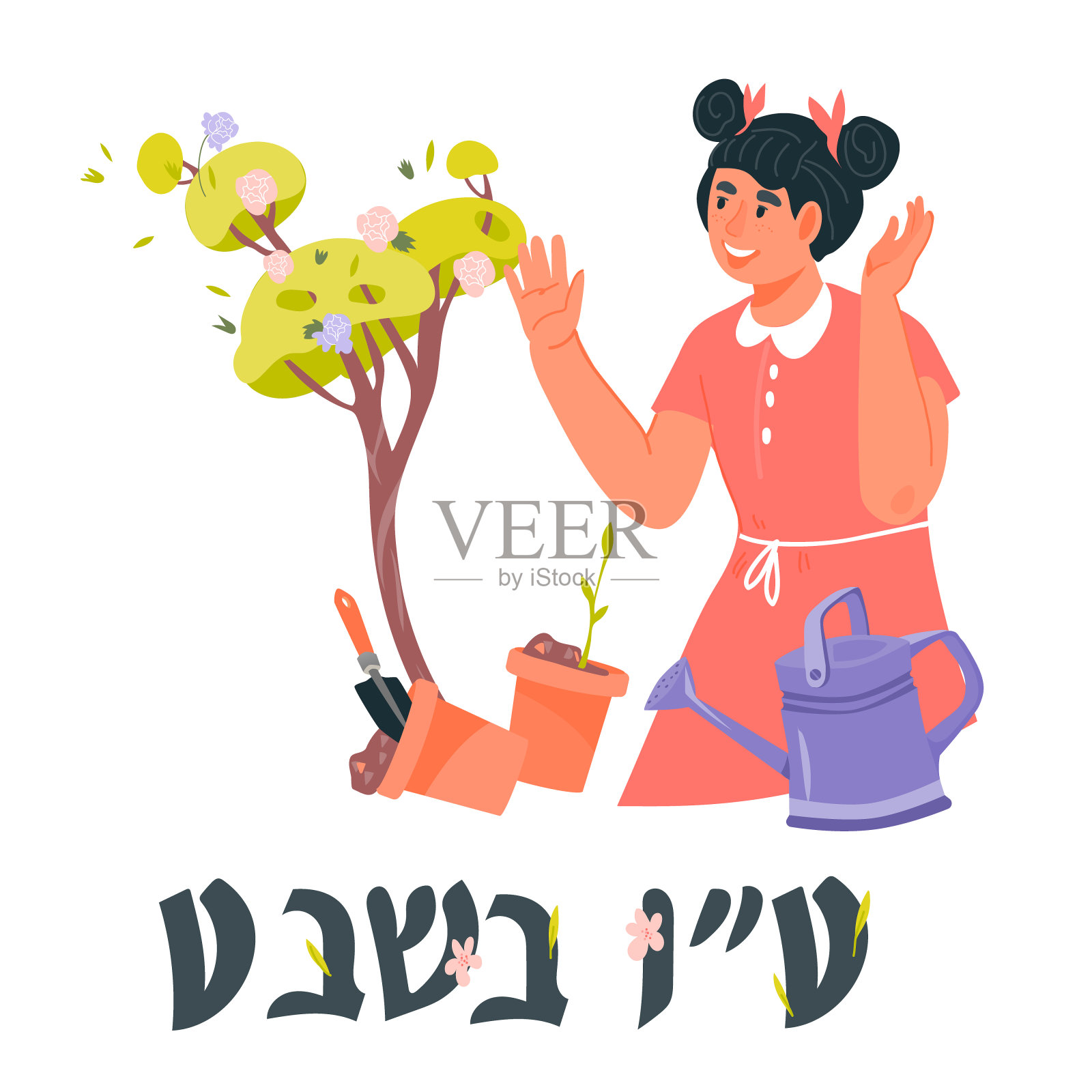 横幅或贺卡模板为犹太春假图比什瓦，平矢量。插画图片素材