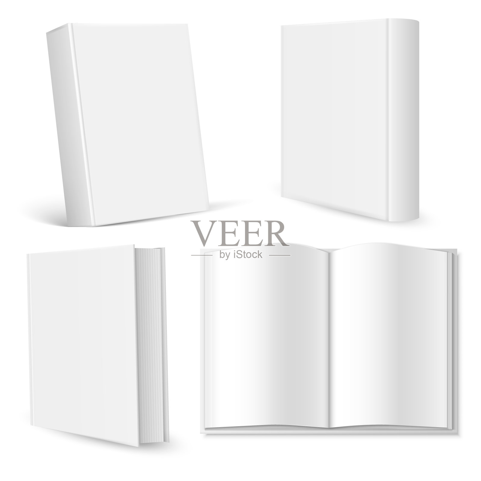 一套空白的书封面，小册子，小册子模板孤立的白色背景。矢量插图。插画图片素材