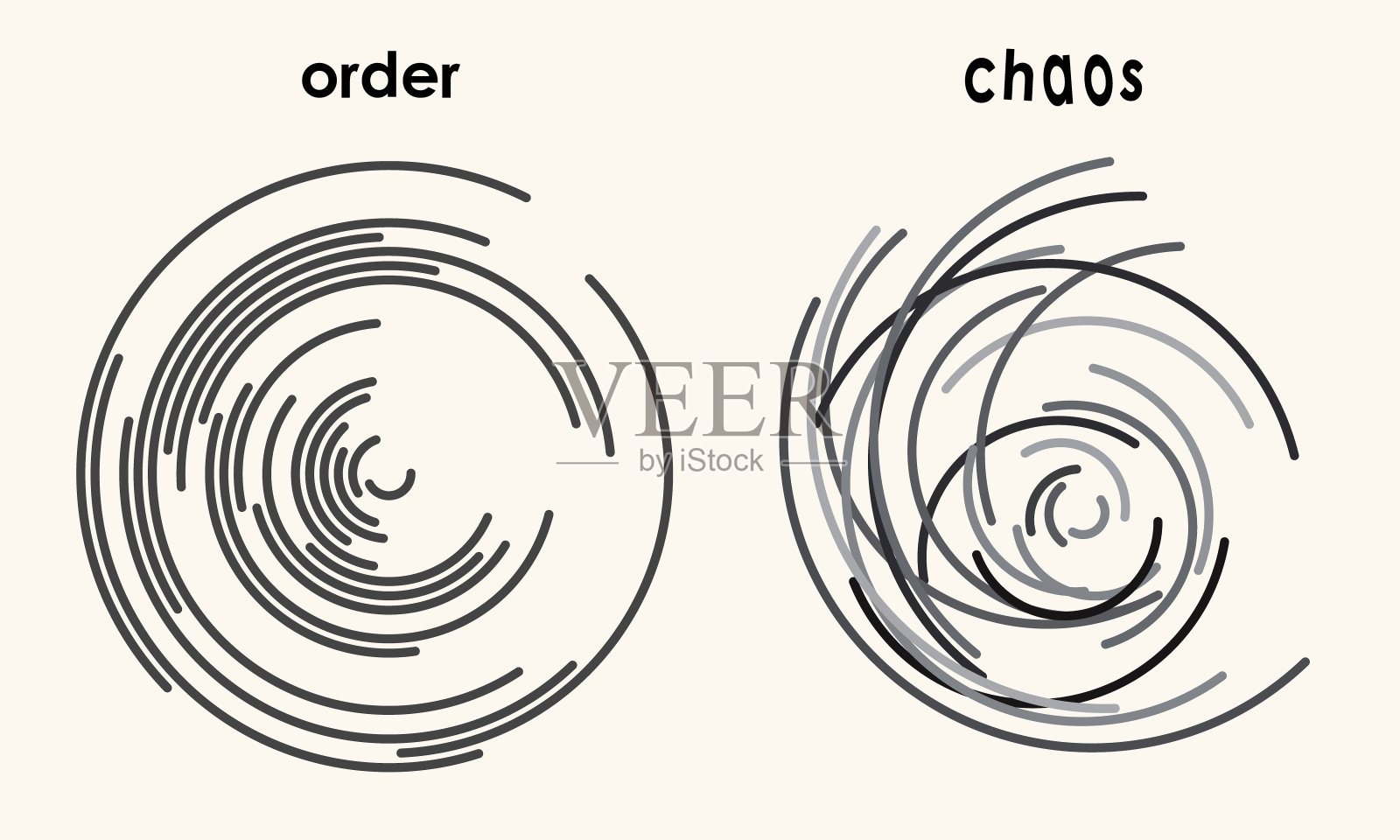 用线条抽象圆形背景。秩序与混沌概念。插画图片素材