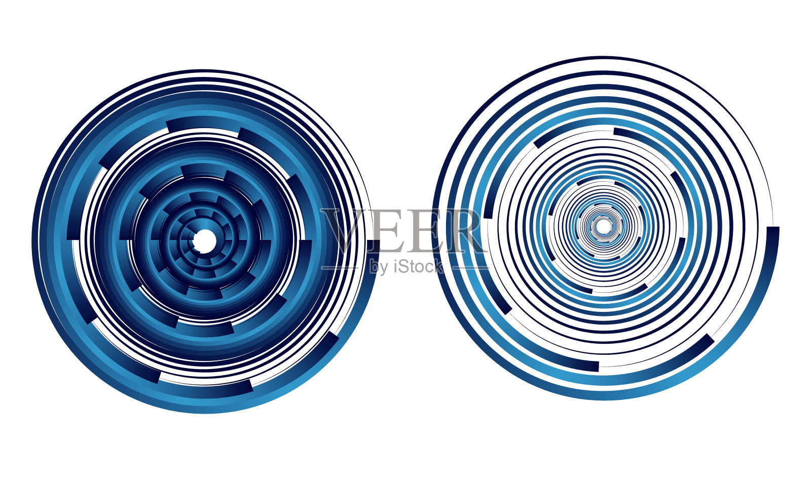 抽象背景与蓝线螺旋。圆形的半色调设计。插画图片素材