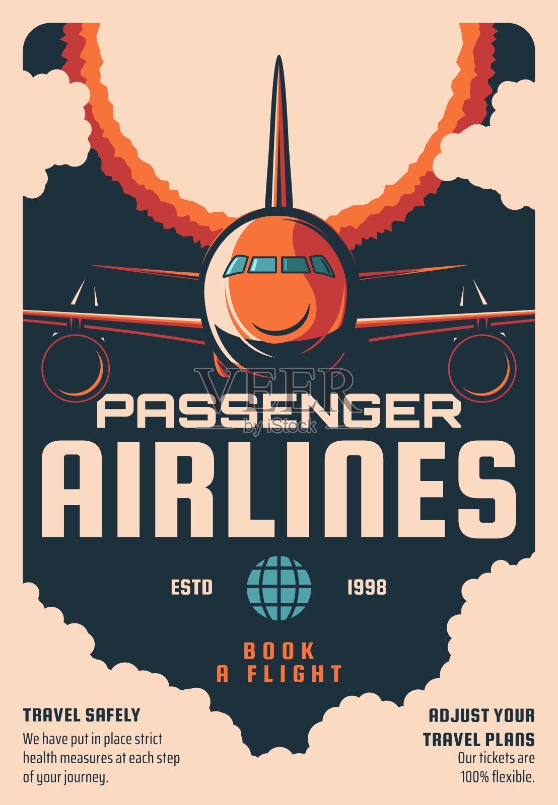 客运航空订票服务复古海报设计模板素材