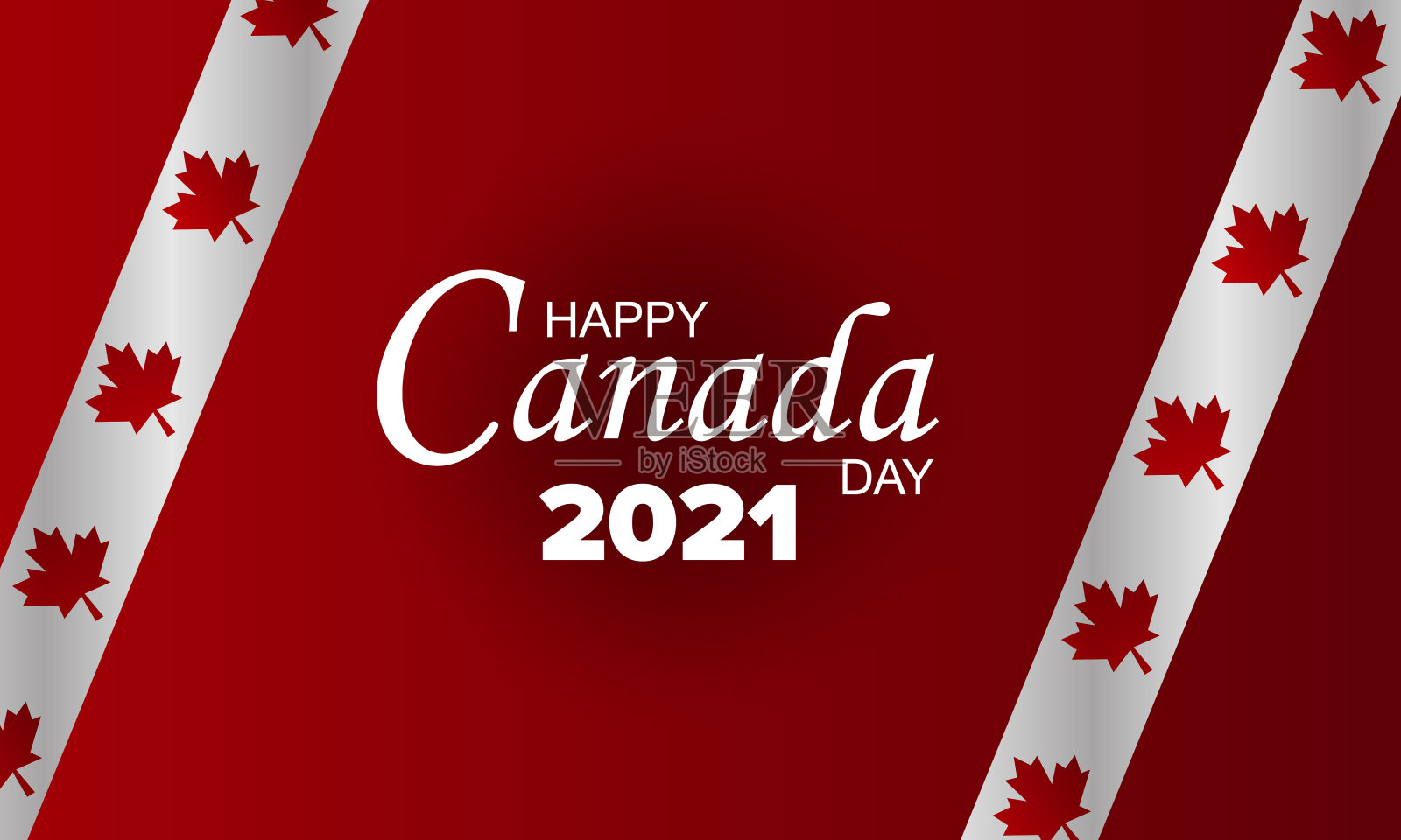 加拿大日矢量插图，加拿大国旗和枫叶，红色和白色矢量插画图片素材
