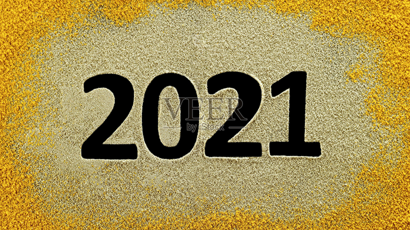 “NUMBER 2021”的特写出现在彩色尘埃中照片摄影图片