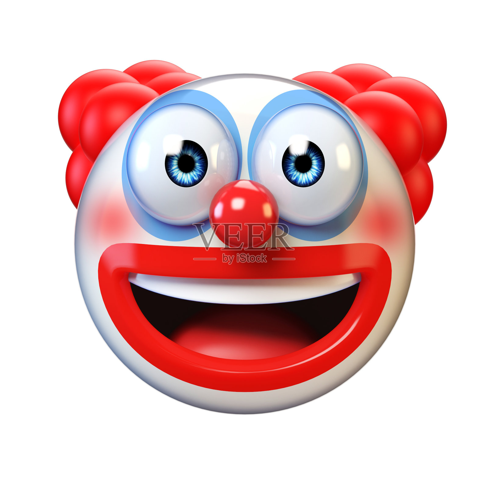 小丑表情在白色背景，马戏团表情3d渲染照片摄影图片