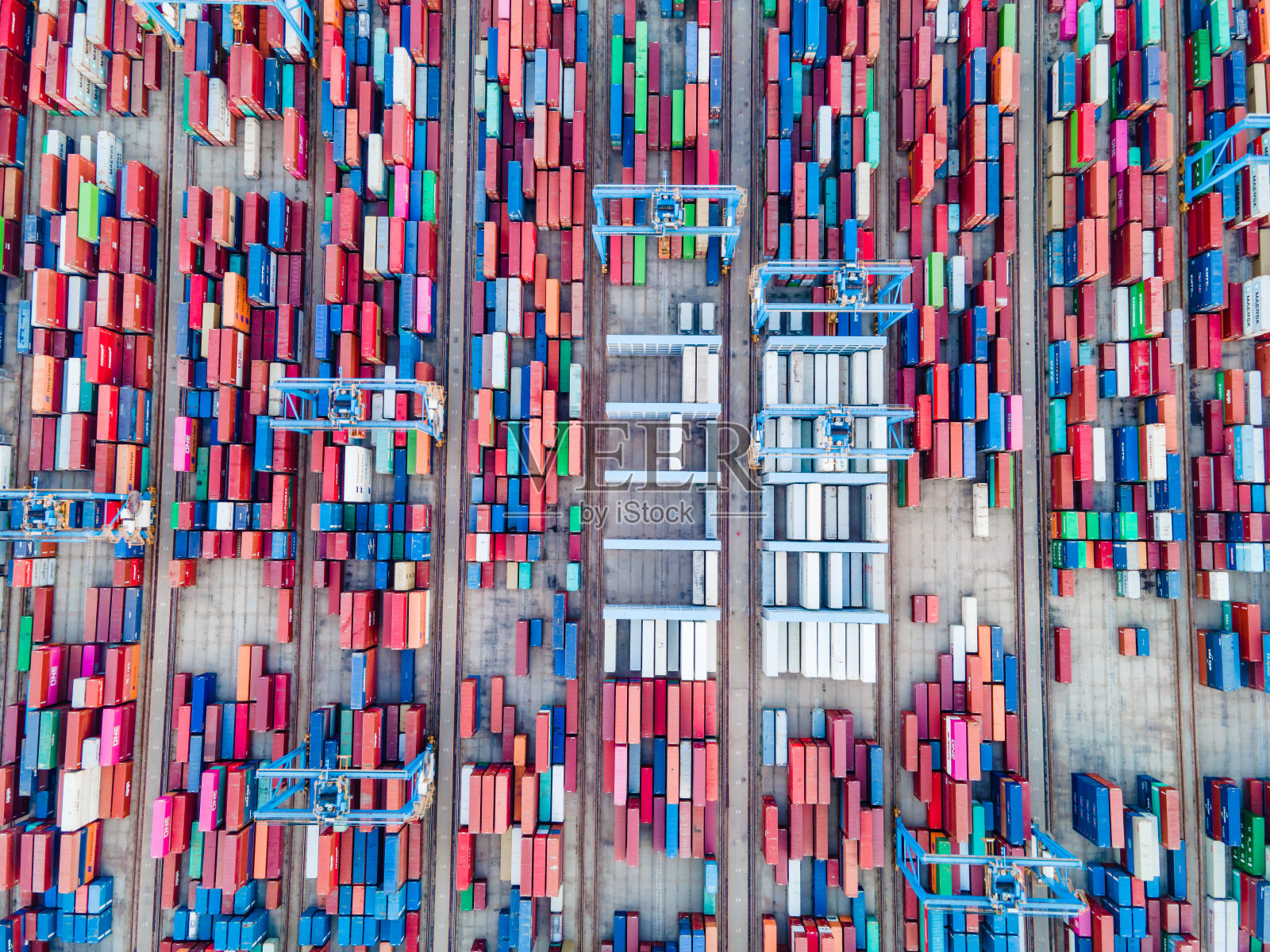 鸟瞰图港口集装箱船照片摄影图片
