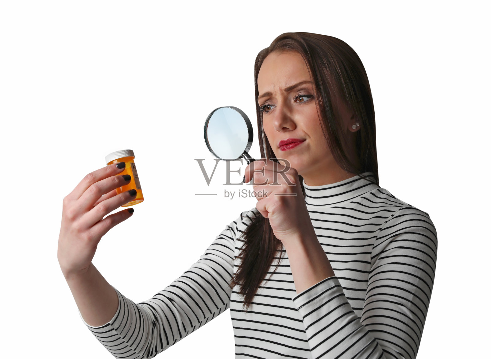 女性与处方药照片摄影图片
