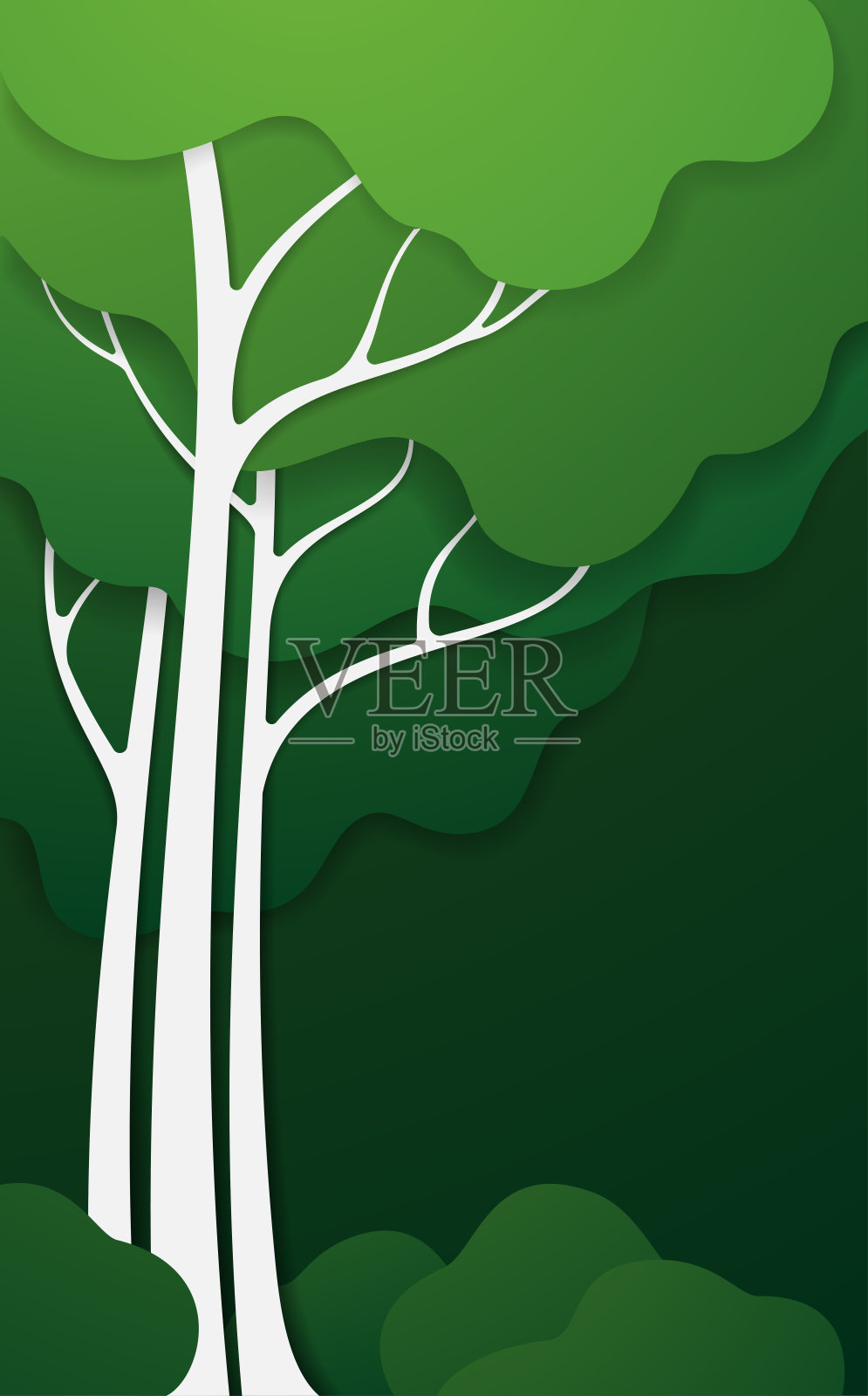 绿色和白色的锈迹树背景插画图片素材