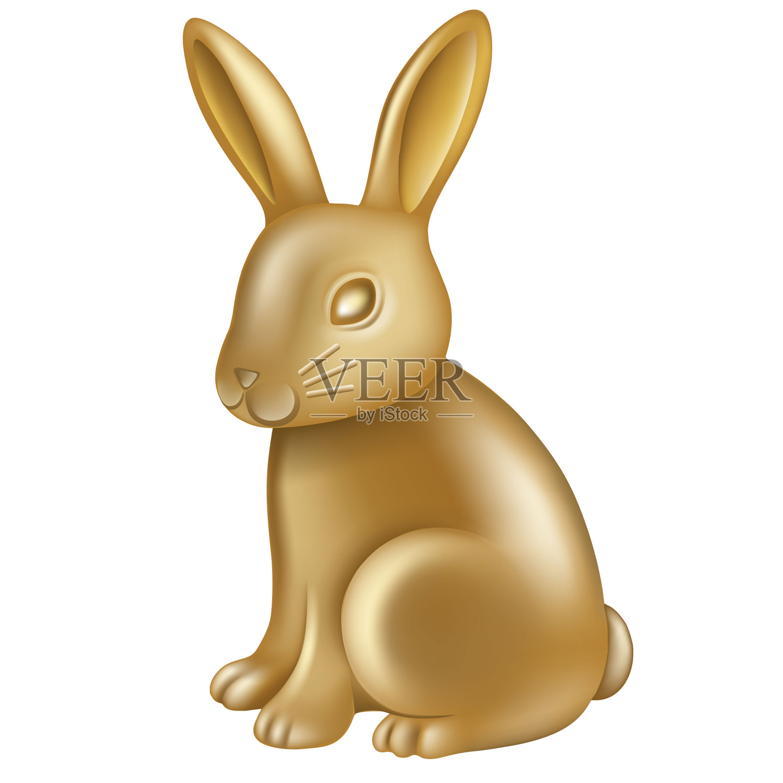 孤立的金兔。中国的中秋元素。复活节金兔子。设计元素图片