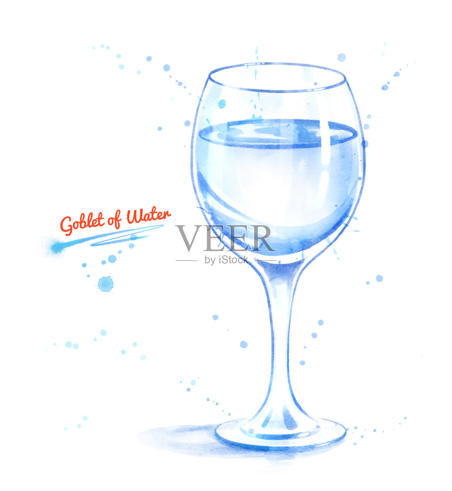 水彩插图的酒杯的水设计元素图片