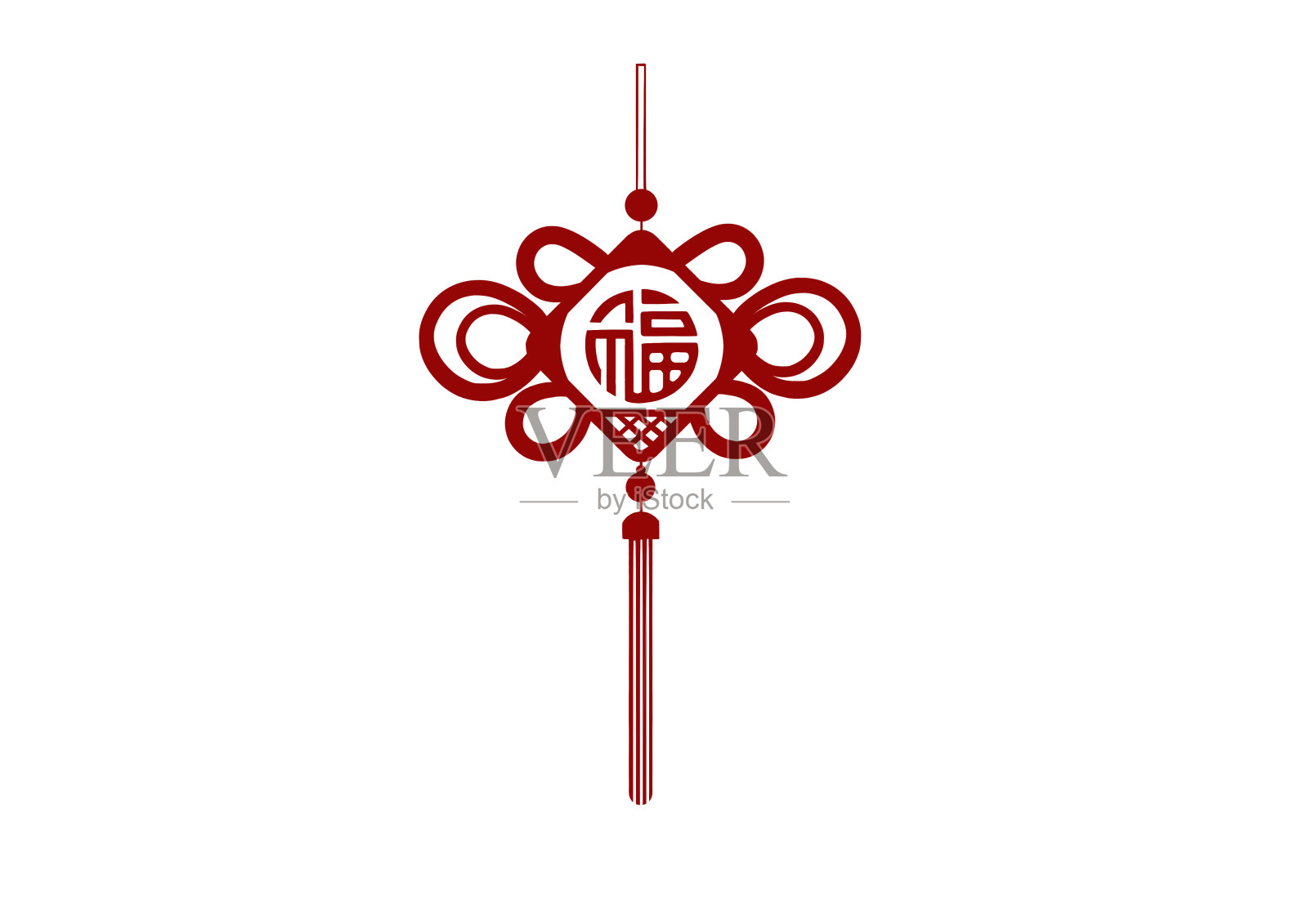 中国风扁平红色福字中国结插画设计元素图片