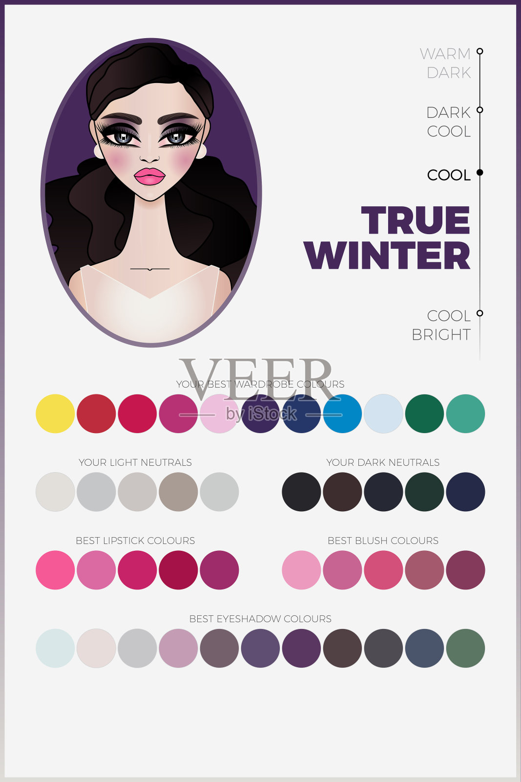 真正的冬季季节色彩分析调色板插画图片素材