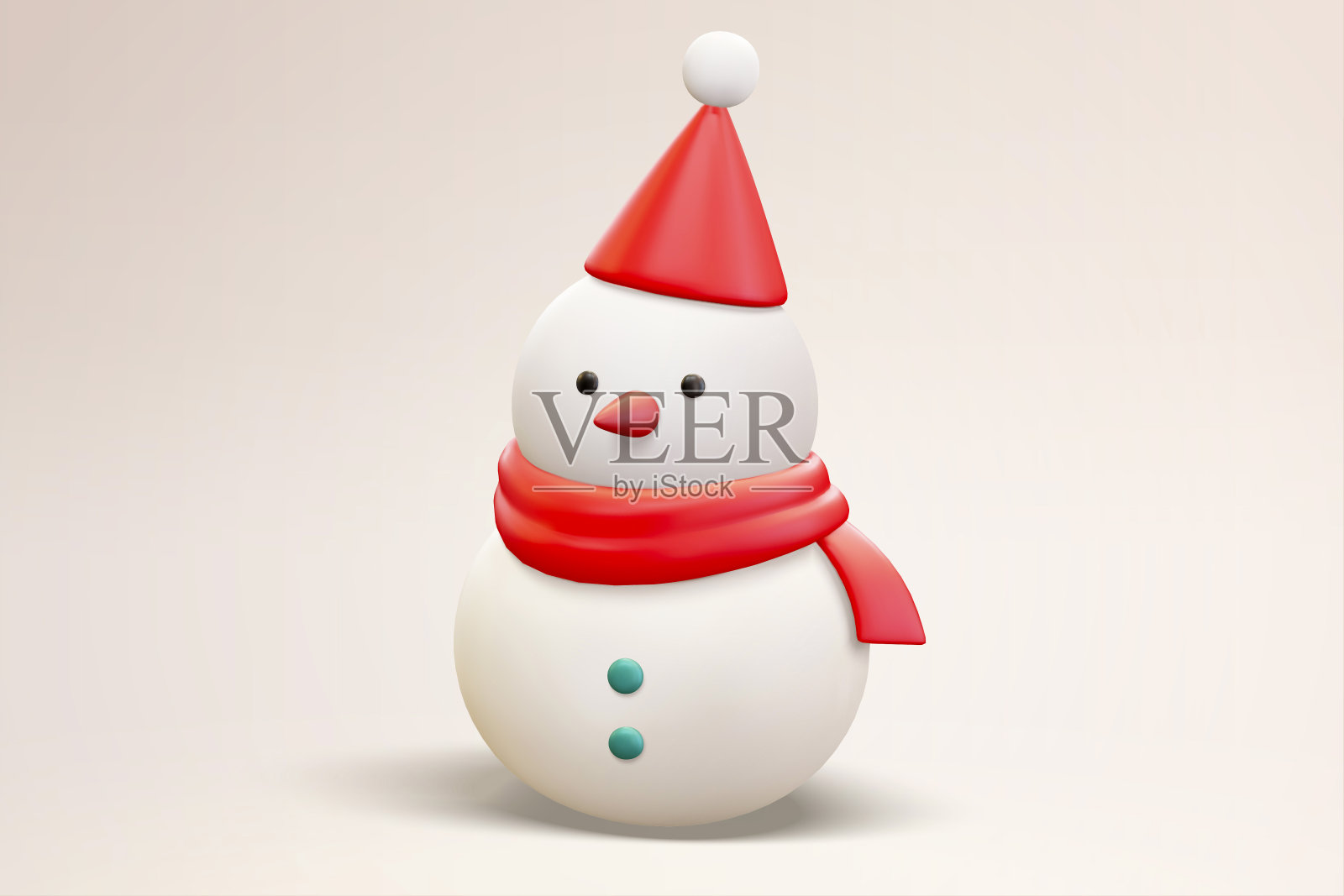 戴着圣诞帽的可爱雪人玩具三维元素设计元素图片