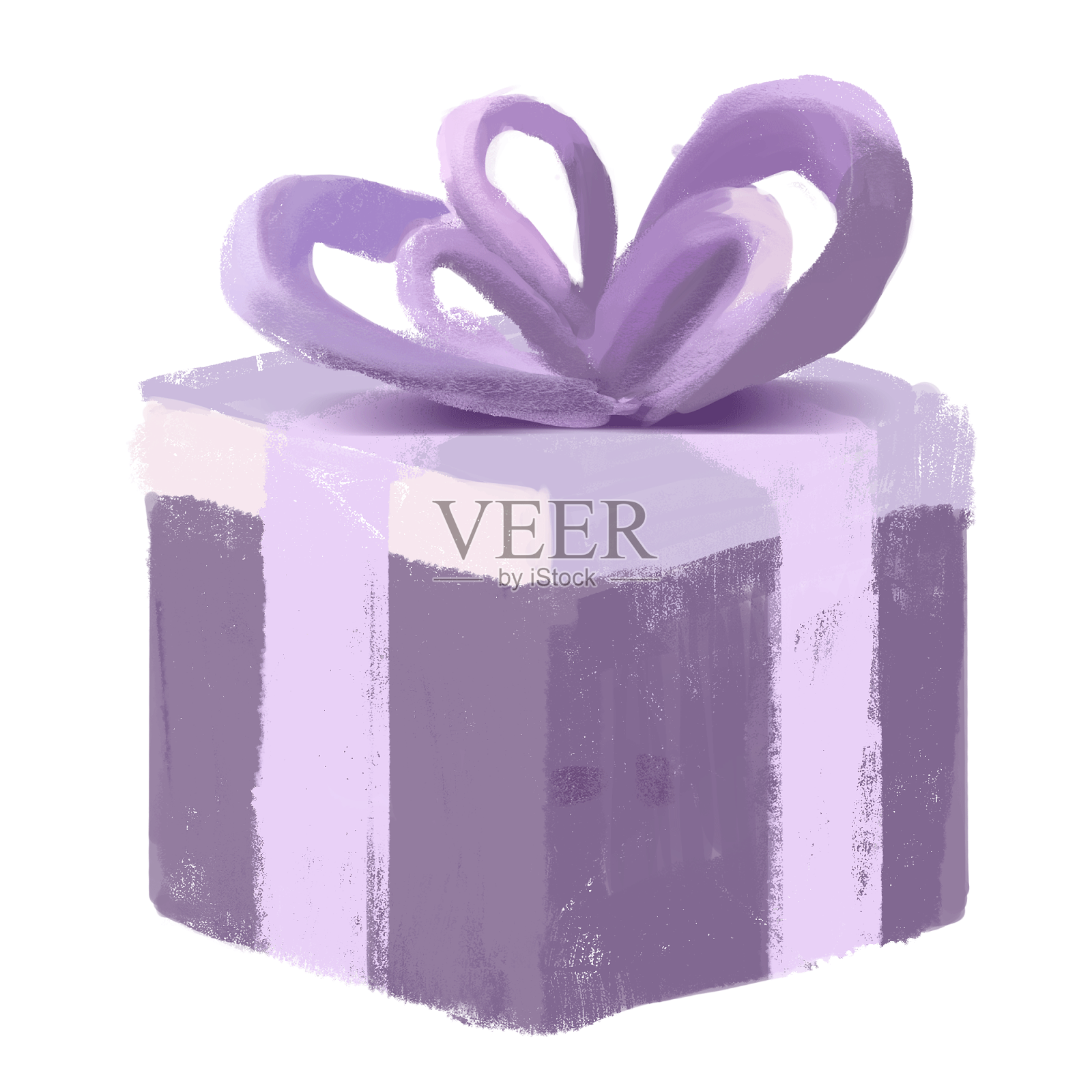 立体卡通手绘趣味紫色礼盒礼物包装盒png免扣素材设计元素图片