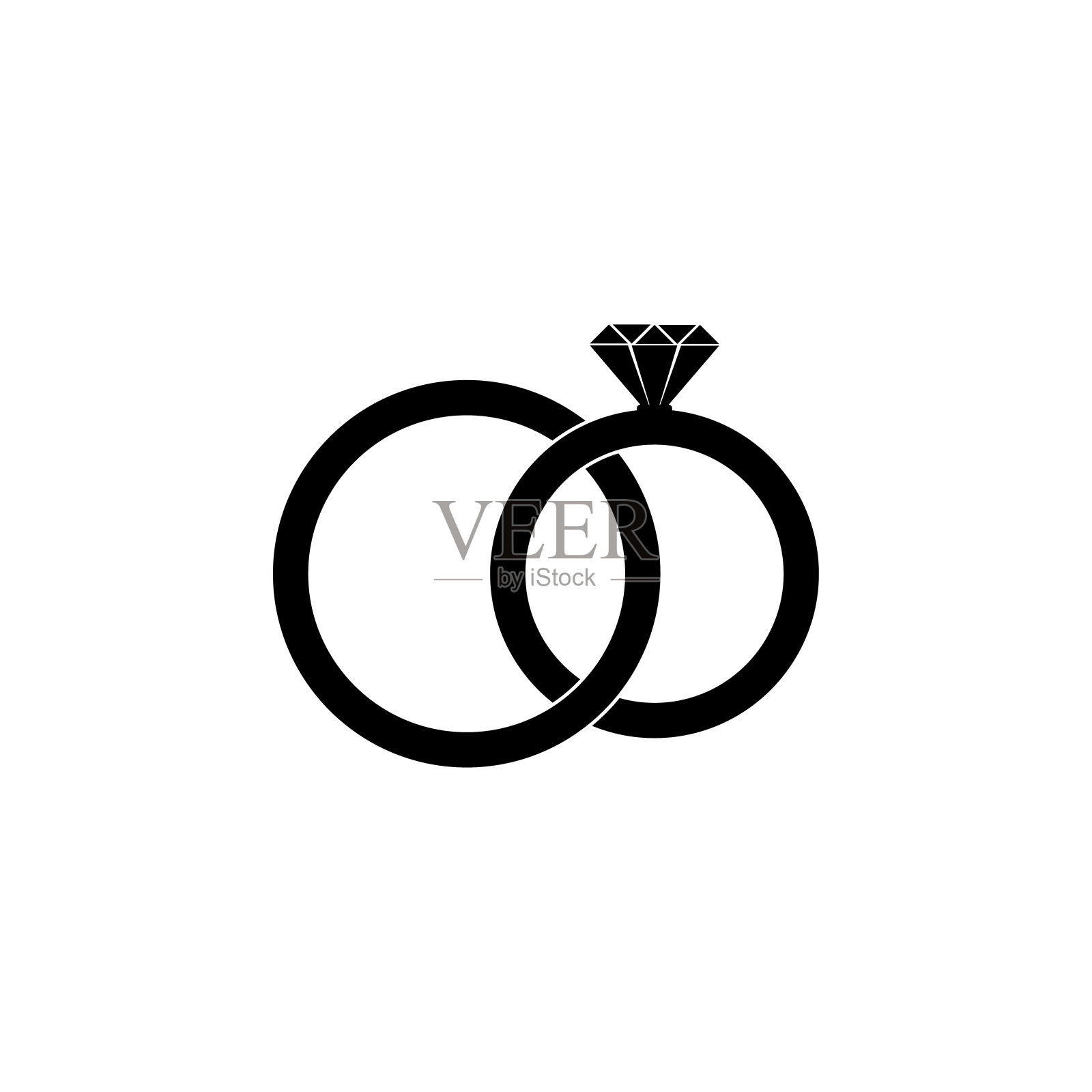 结婚戒指图标，婚礼向量，戒指插图设计元素图片