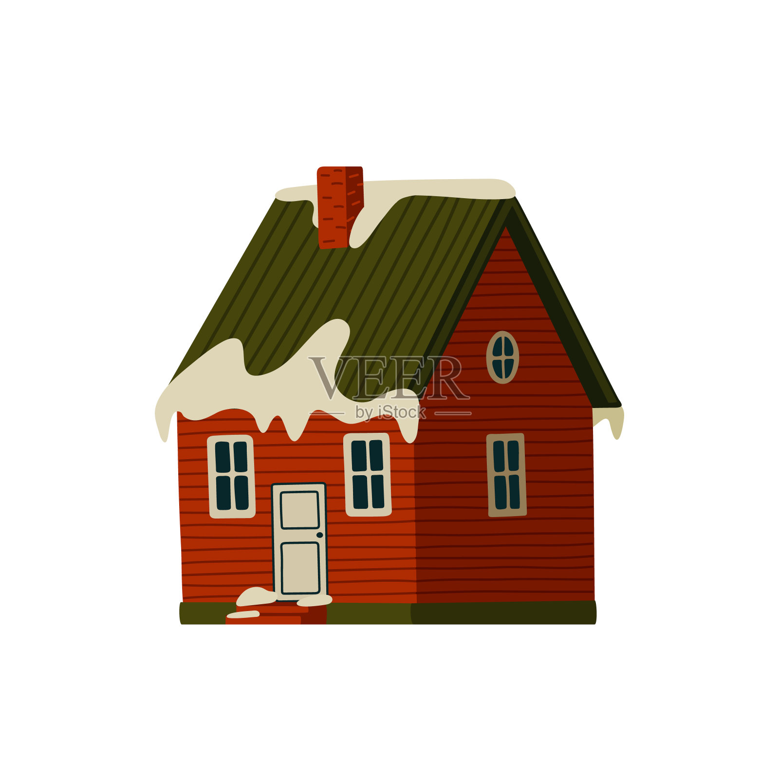 山小屋。红房子在雪山轻背景设计元素图片