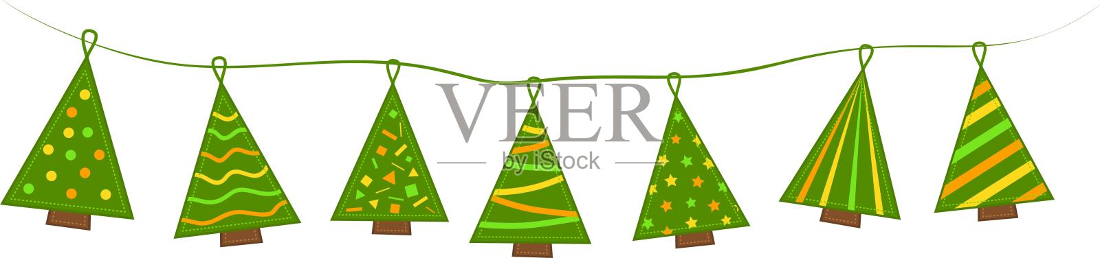 圣诞节装饰挂饰圣诞树树木树卡通扁平元素设计元素图片