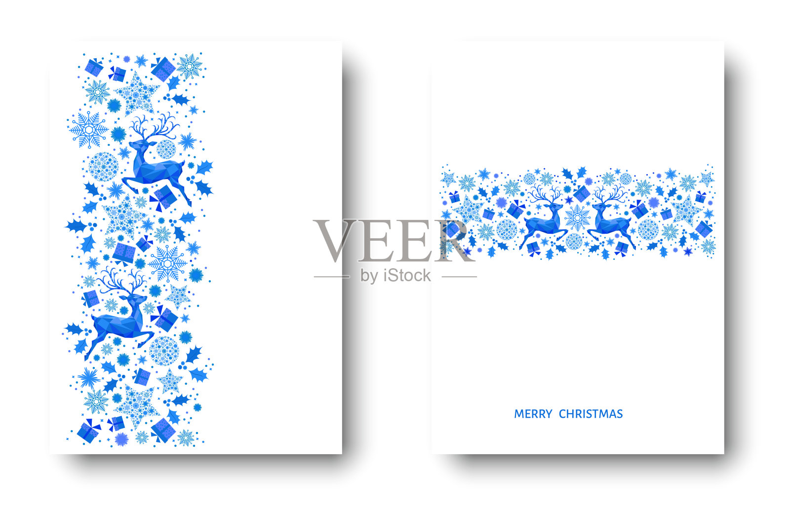 圣诞和新年蓝色图案。设计模板素材
