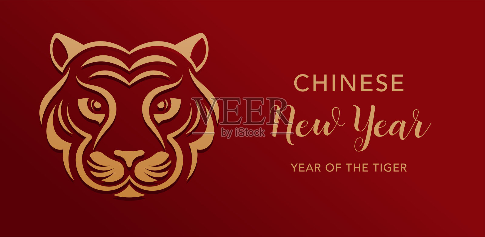 2022年中国新年虎年-中国生肖符号，农历新年概念，现代背景设计设计模板素材