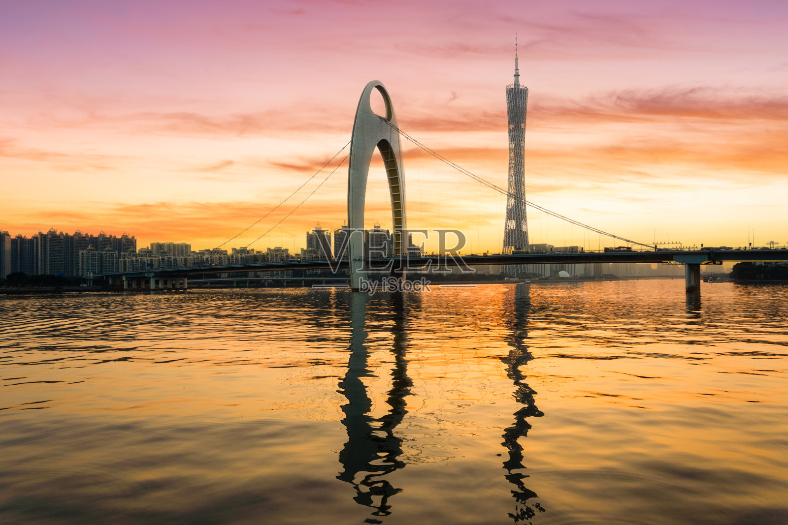 现代珠江之桥，现代广州金融区之建筑照片摄影图片