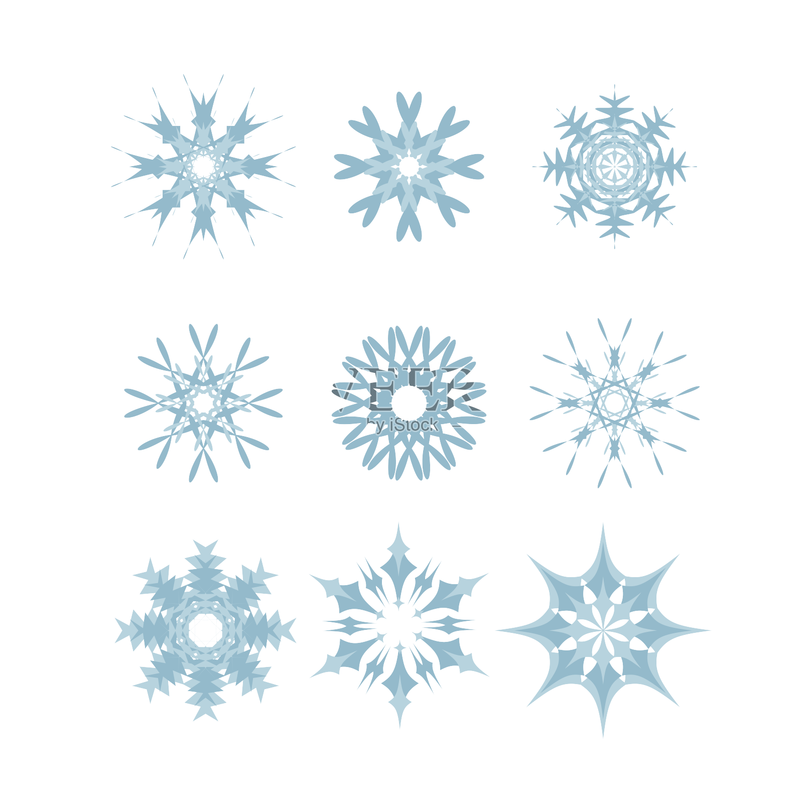 蓝色冬天雪花元素设计元素图片