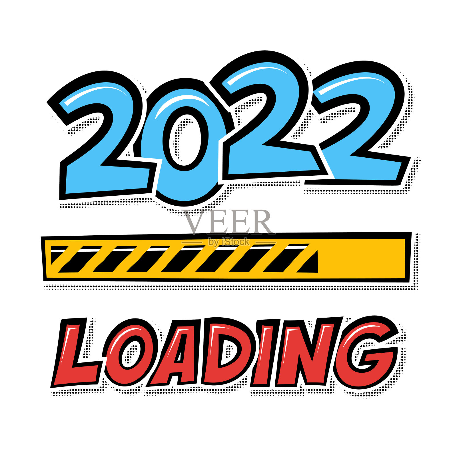 2022年新年进度条加载复古波普艺术风格插画图片素材
