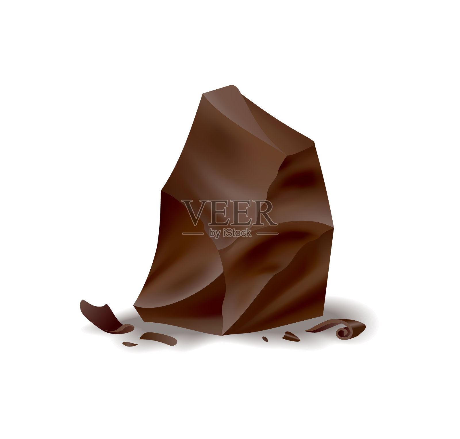 现实的巧克力块的黑巧克力或牛奶巧克力。大块的可可甜点或方形的巧克力糖。食物、甜食、零食被隔离在白色背景上设计元素图片