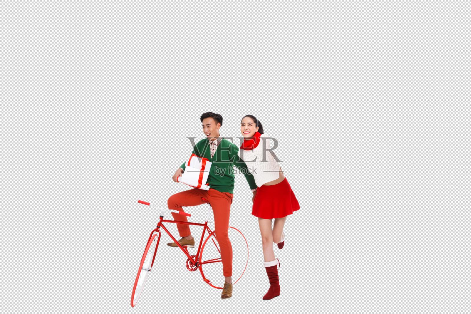 一对幸福的情侣骑着双人自行车插画图片素材_ID:424684642-Veer图库
