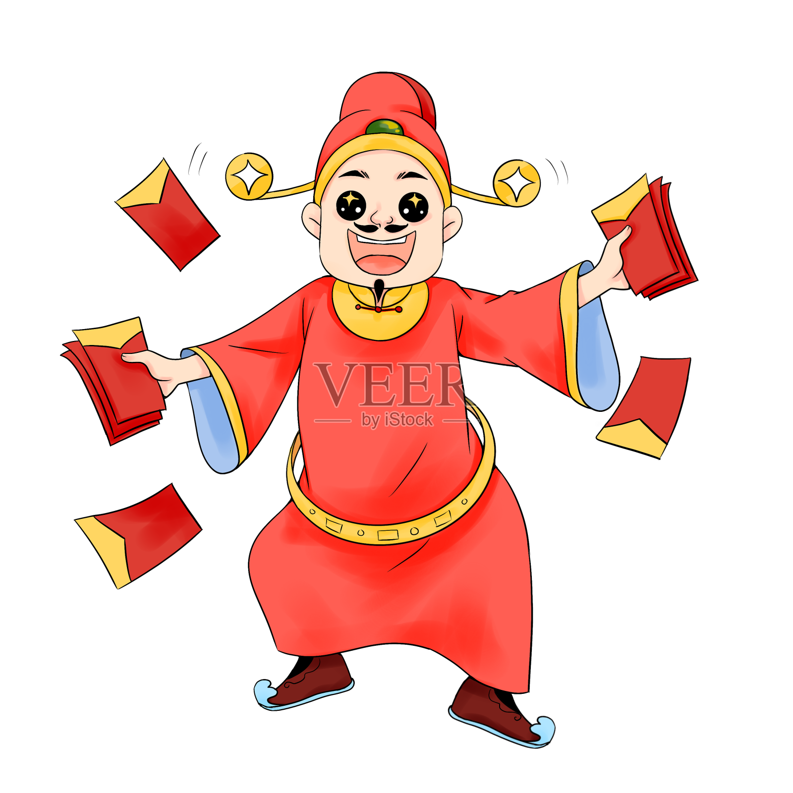 新年春节财神爷发红包设计元素图片