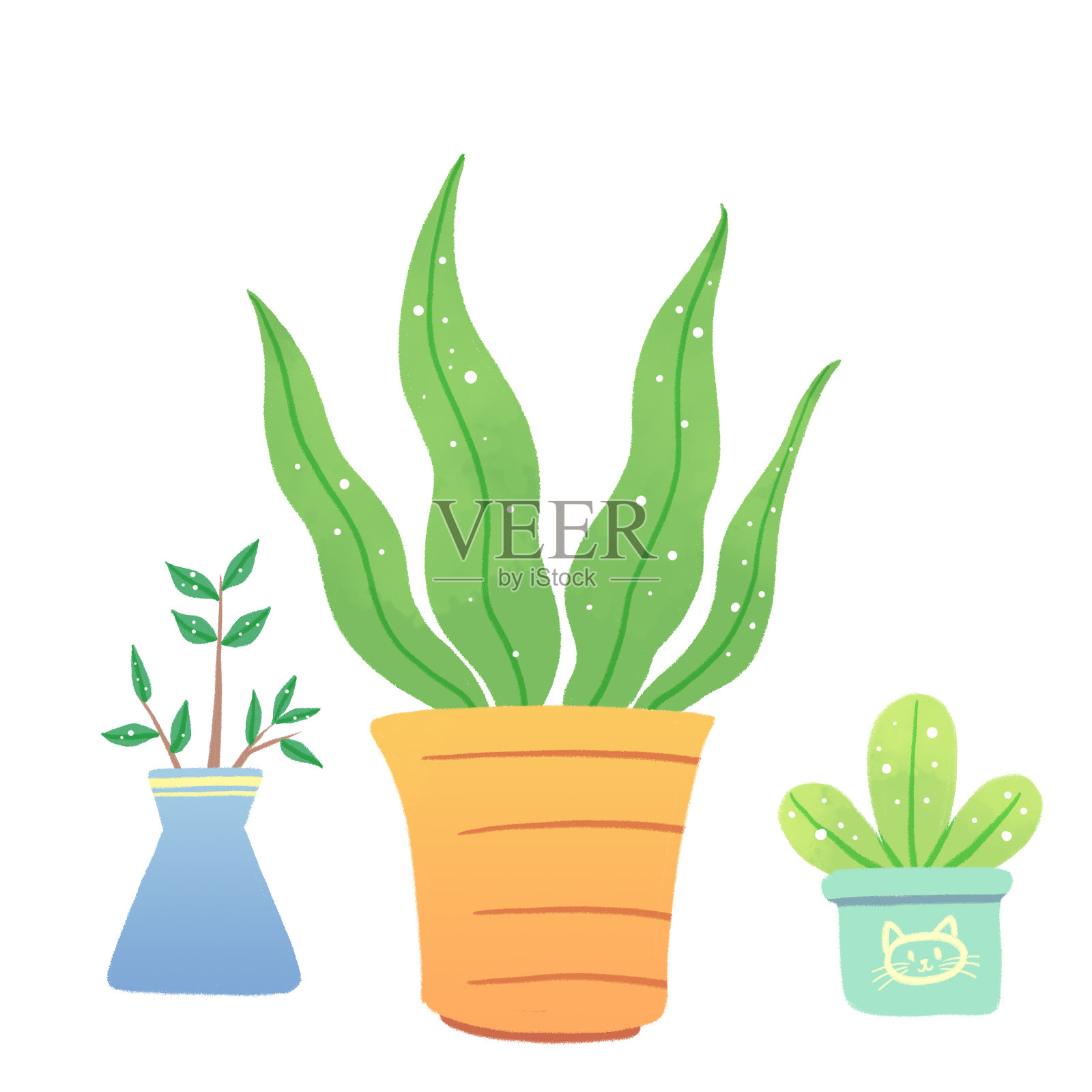 卡通植物盆栽PNG元素设计元素图片