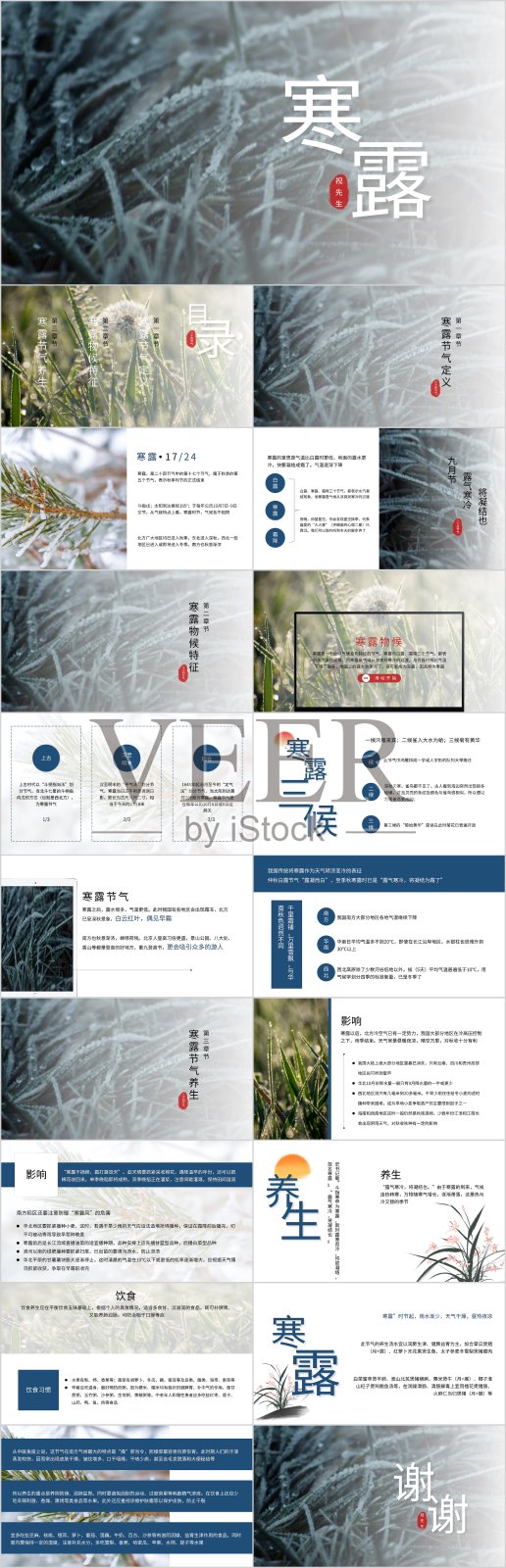 中国风二十四节气寒露公开课PPT模板设计模板素材