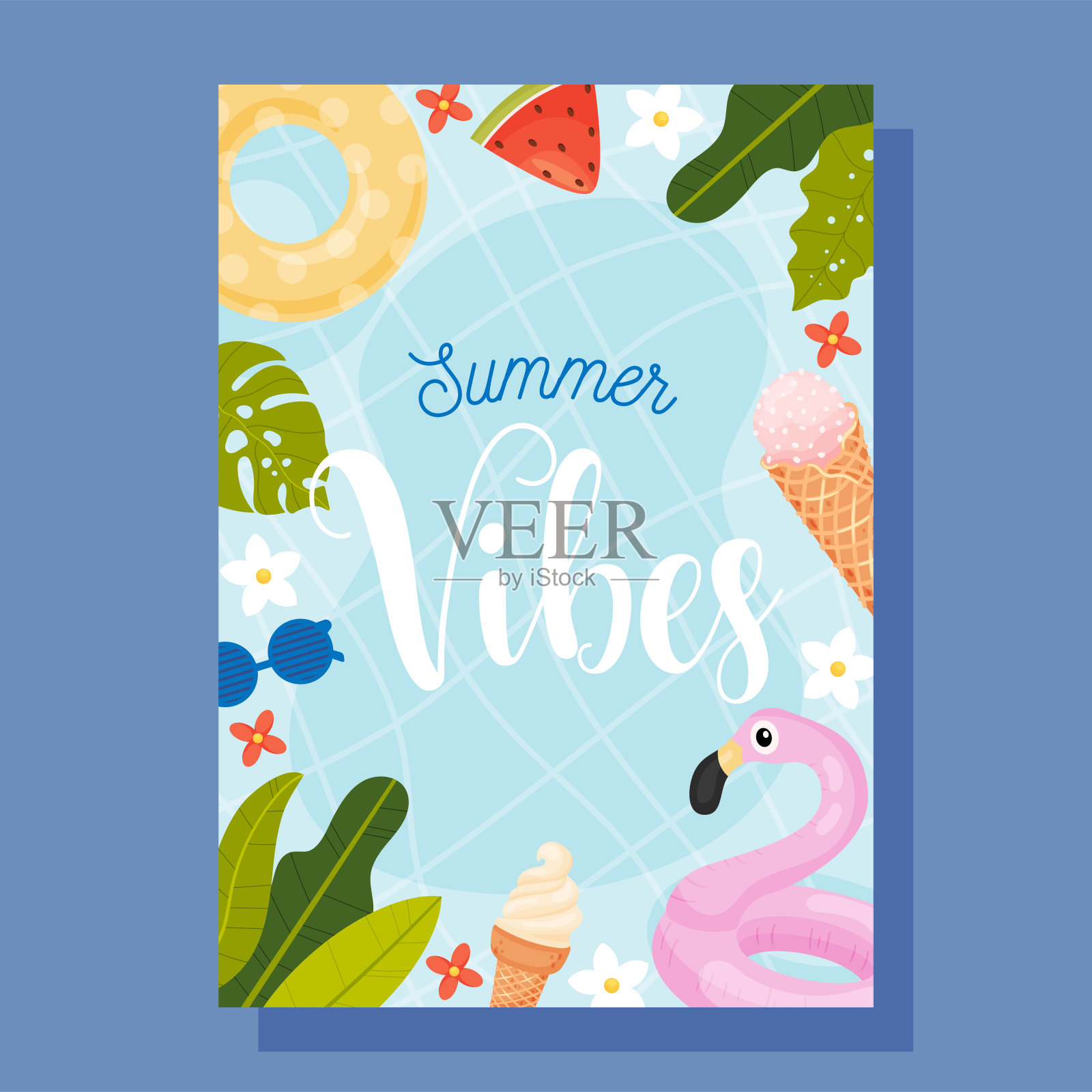 Summer Vibes宣传卡插画图片素材