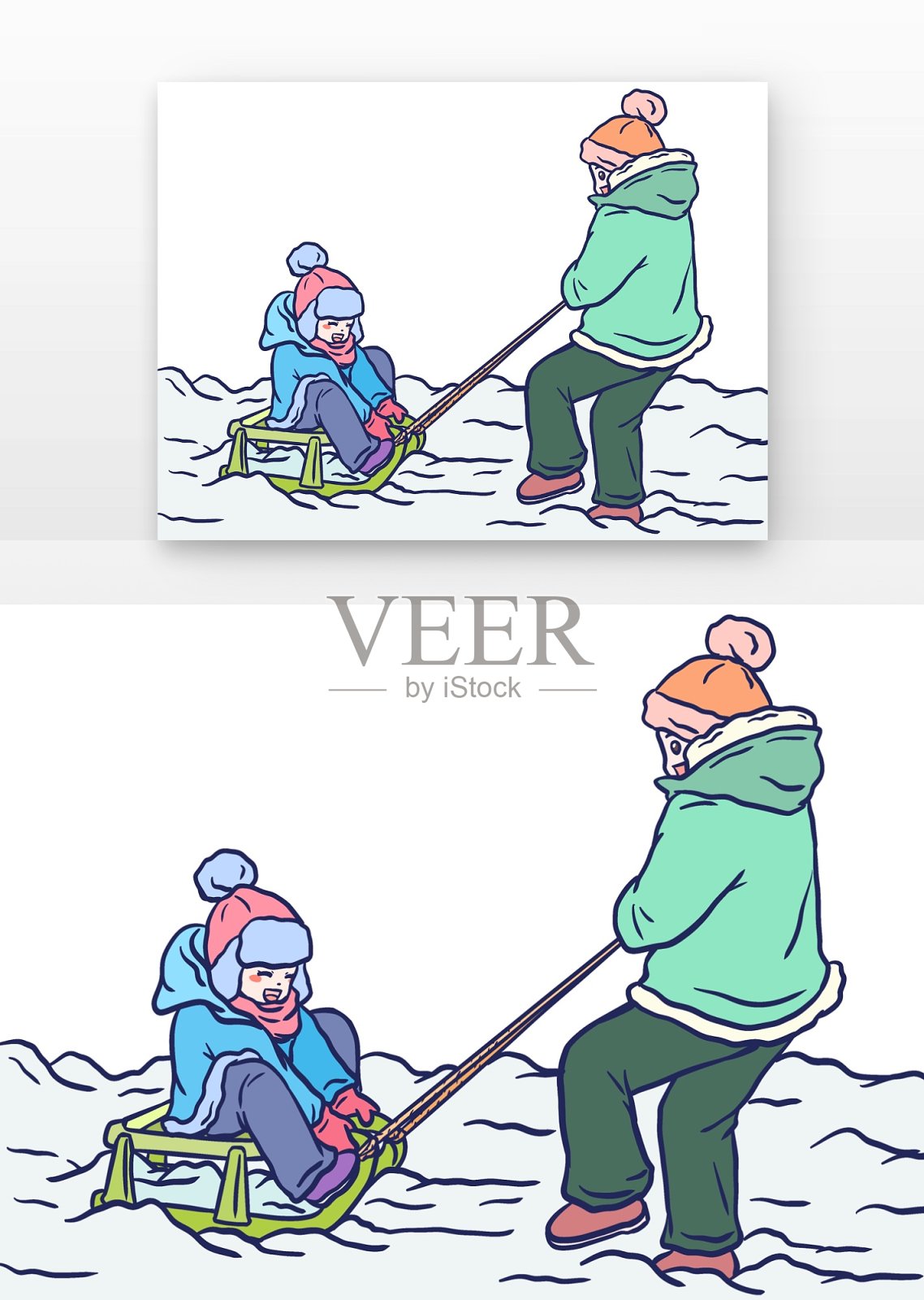 儿童冬季滑雪玩耍设计元素图片
