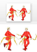 国庆扭秧歌国庆节打腰鼓人物元素符号图片