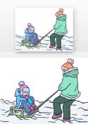 儿童冬季滑雪玩耍元素符号图片