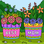 母亲节花盆彩色卡通插画图片