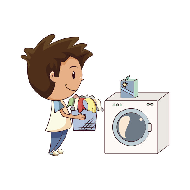 洗衣服的漫画简单图片图片
