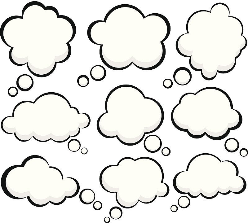 一套卡通云形状的讲话气泡图片素材