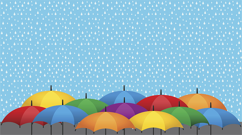 彩伞与雨图片素材
