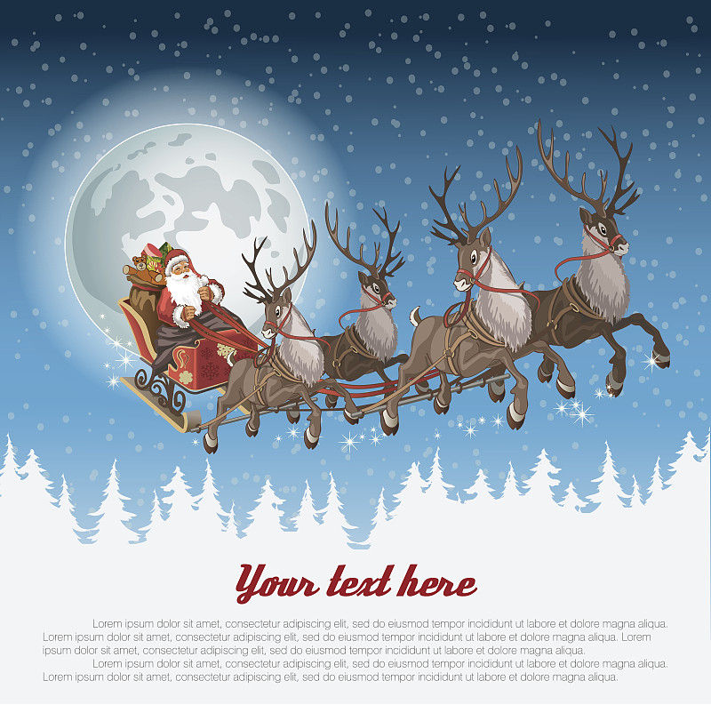 圣诞背景与圣诞老人驾驶他的雪橇图片下载