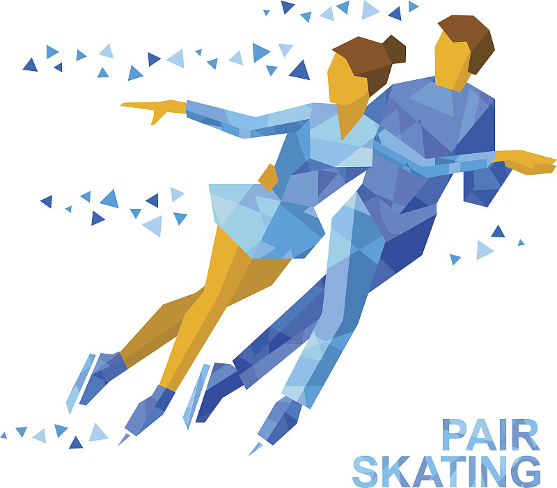 冬季运动:双人花样滑冰。男人和女人在冰上图片下载
