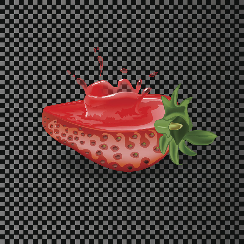 草莓汁。新鲜水果，三维矢量图片素材