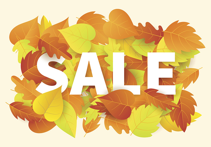 秋季销售横幅模板与鲜艳多彩的秋天树叶图片下载