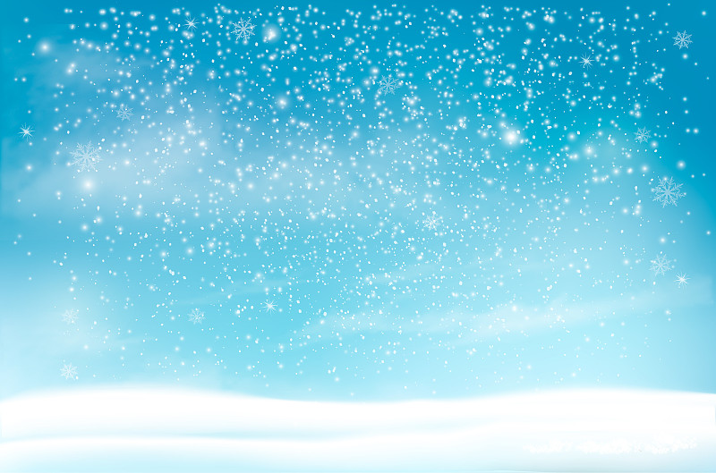 圣诞节的背景与雪花和风景。向量图片下载