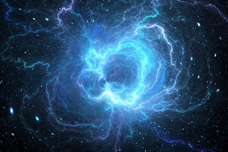 太空中巨大的蓝色闪电能量场图片下载